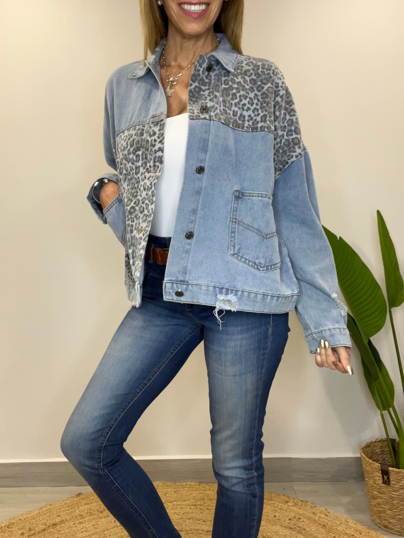 Chaqueta mezclilla Print Celeste