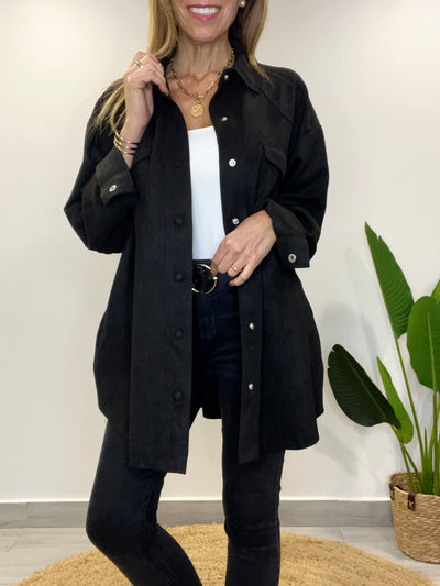 Sobrecamisa Gamuza Córdoba negro (Oversize)
