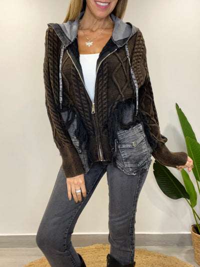 Chaqueta mezclilla Tejida Andy Café