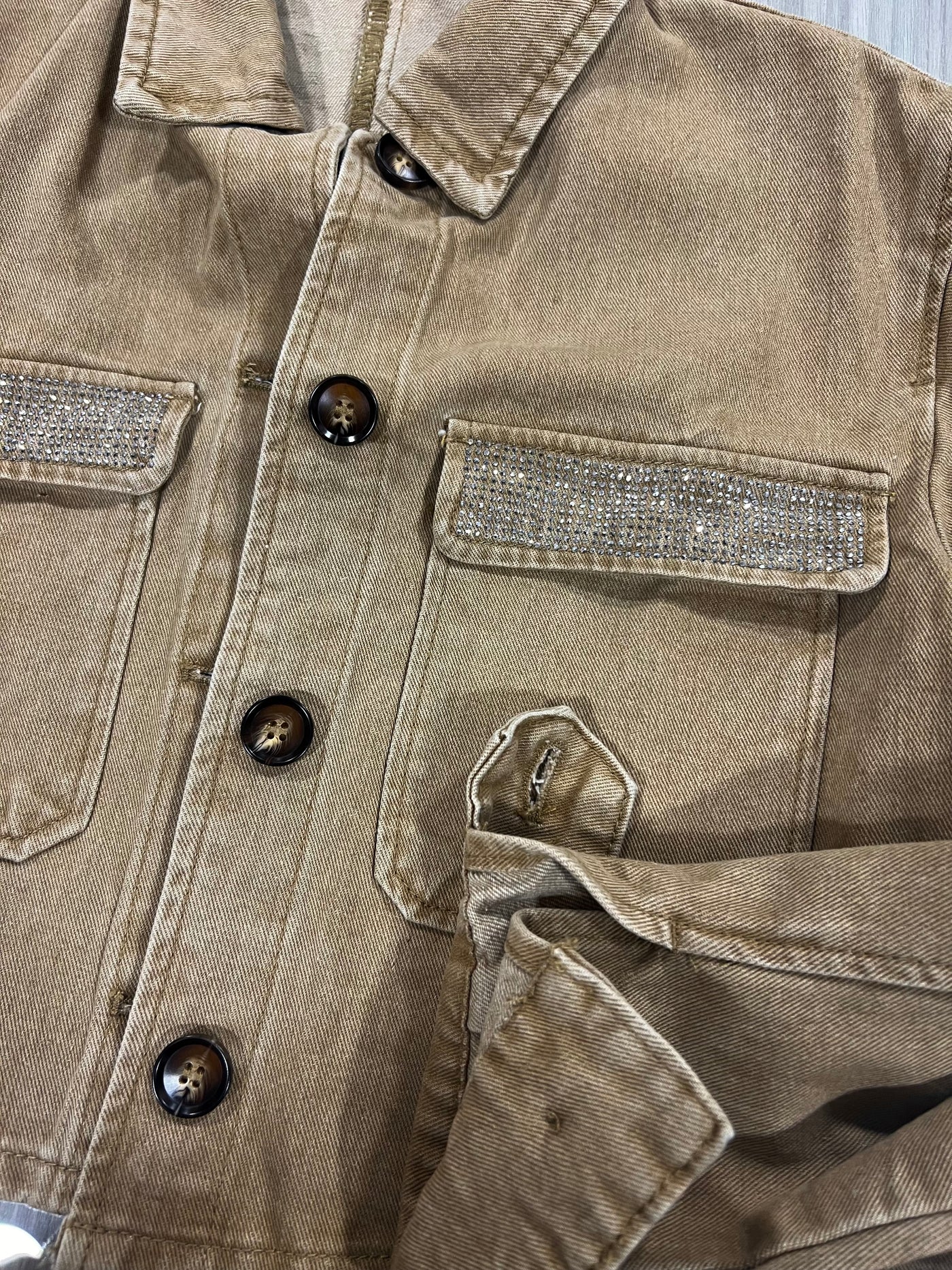 Chaqueta corta mezclilla Circón Beige