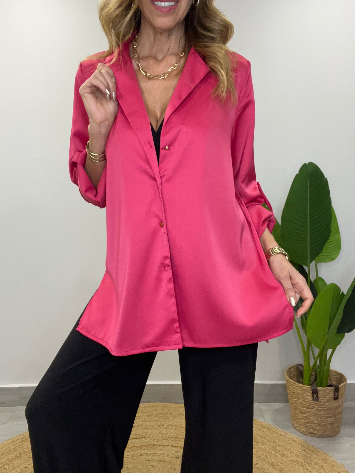 Blazer satin ritual Fucsia