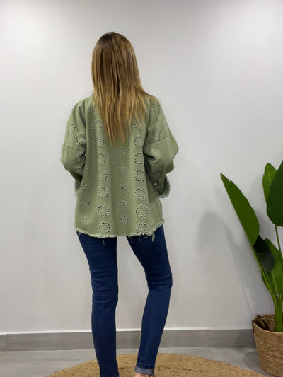 Chaqueta mezclilla Broderie Blondi oliva