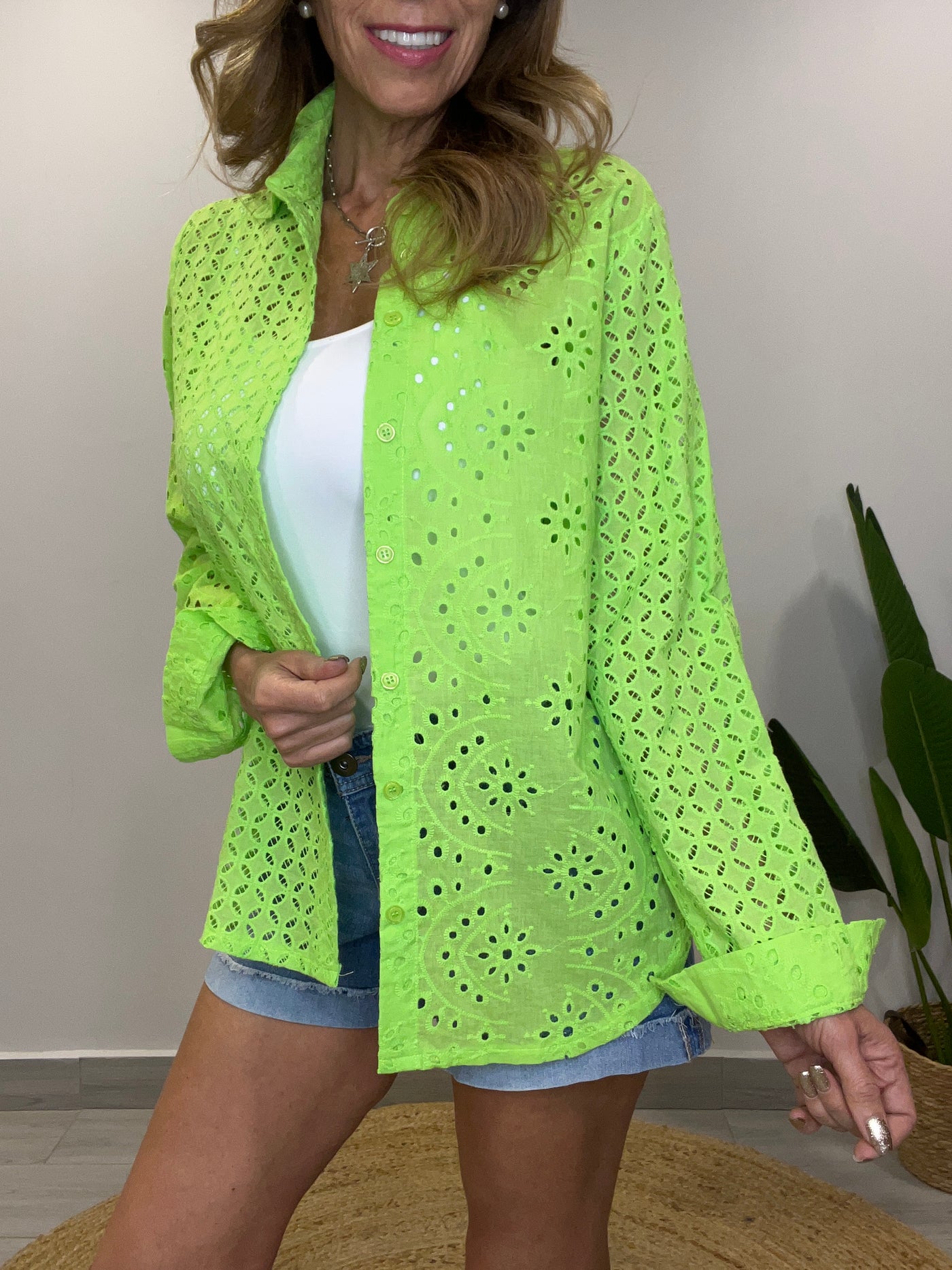 Camisa Broderie Ferver limón