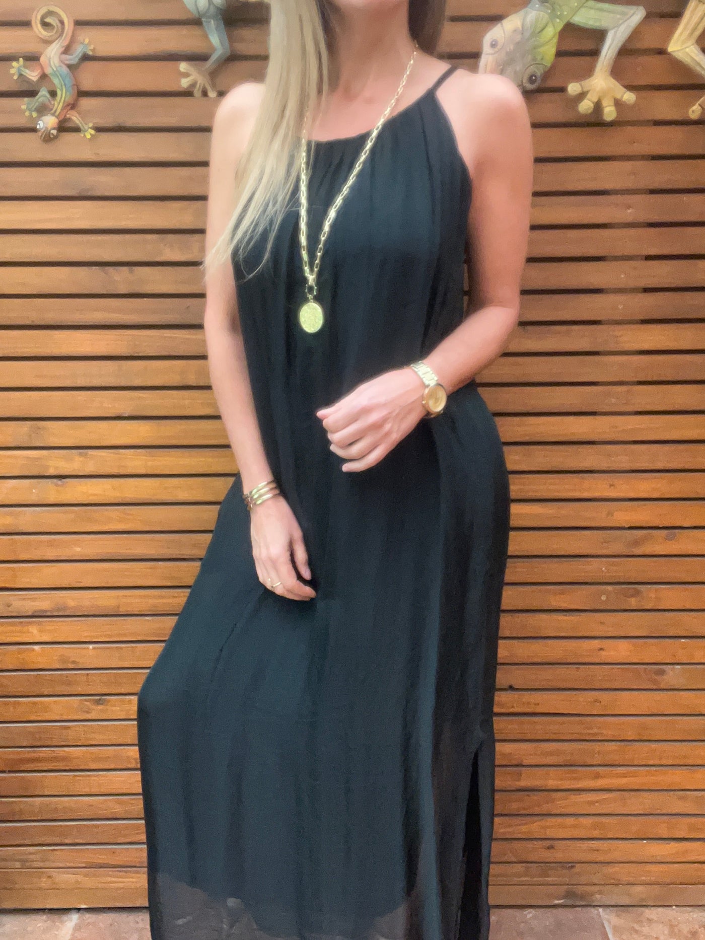 Vestido Gasa Italiano Sublime Negro