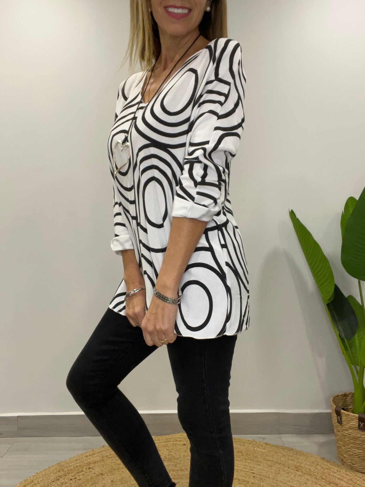 Polera Círculos Blanco