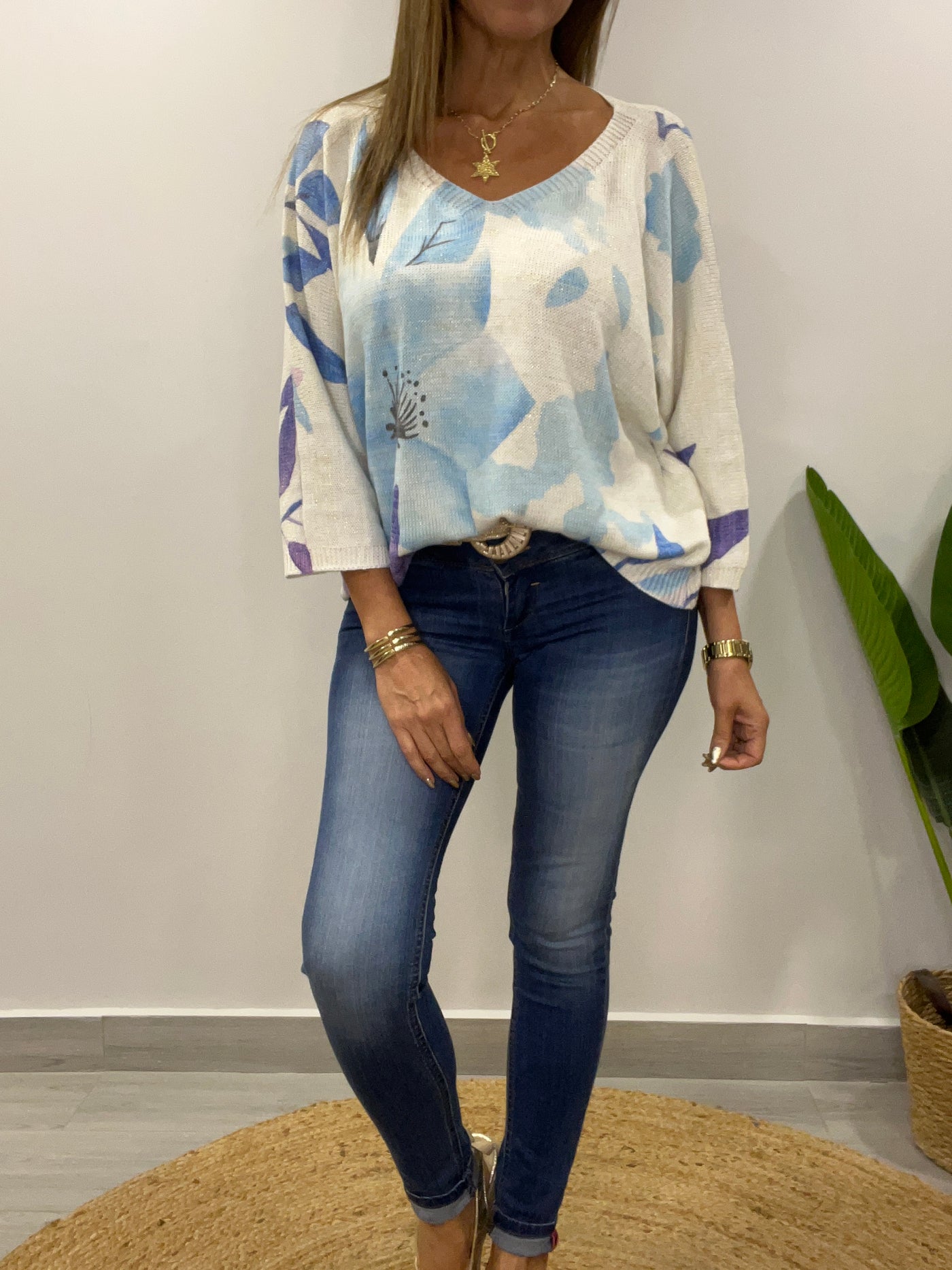 Sweater Italiano Hilo Bella azul