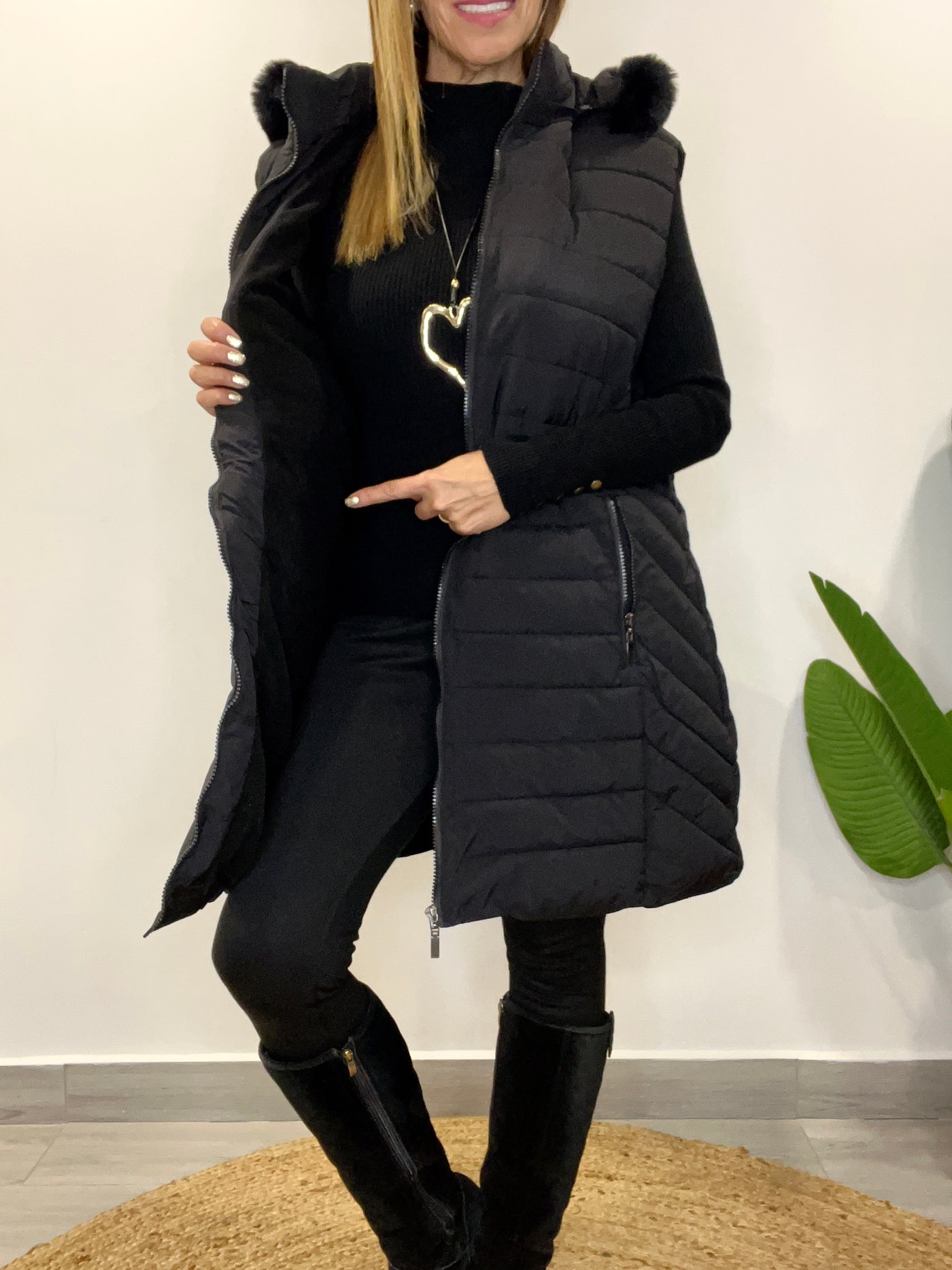 Maxi Parka Gorro desmontable Rusia Negra