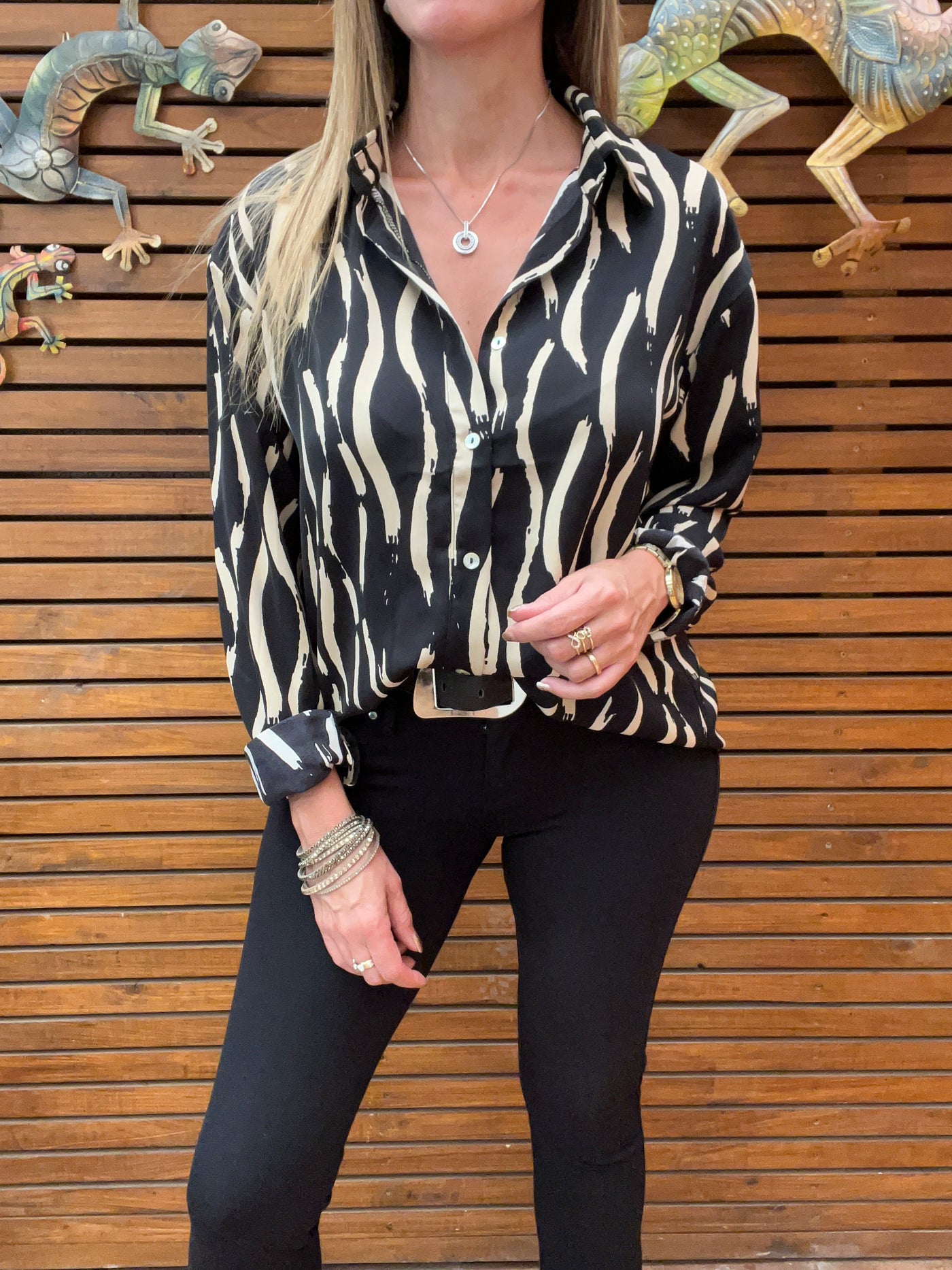 Camisa Adagio Negra/Ivory