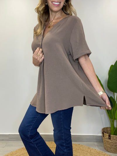 Blusa Crep imperial Chocolate