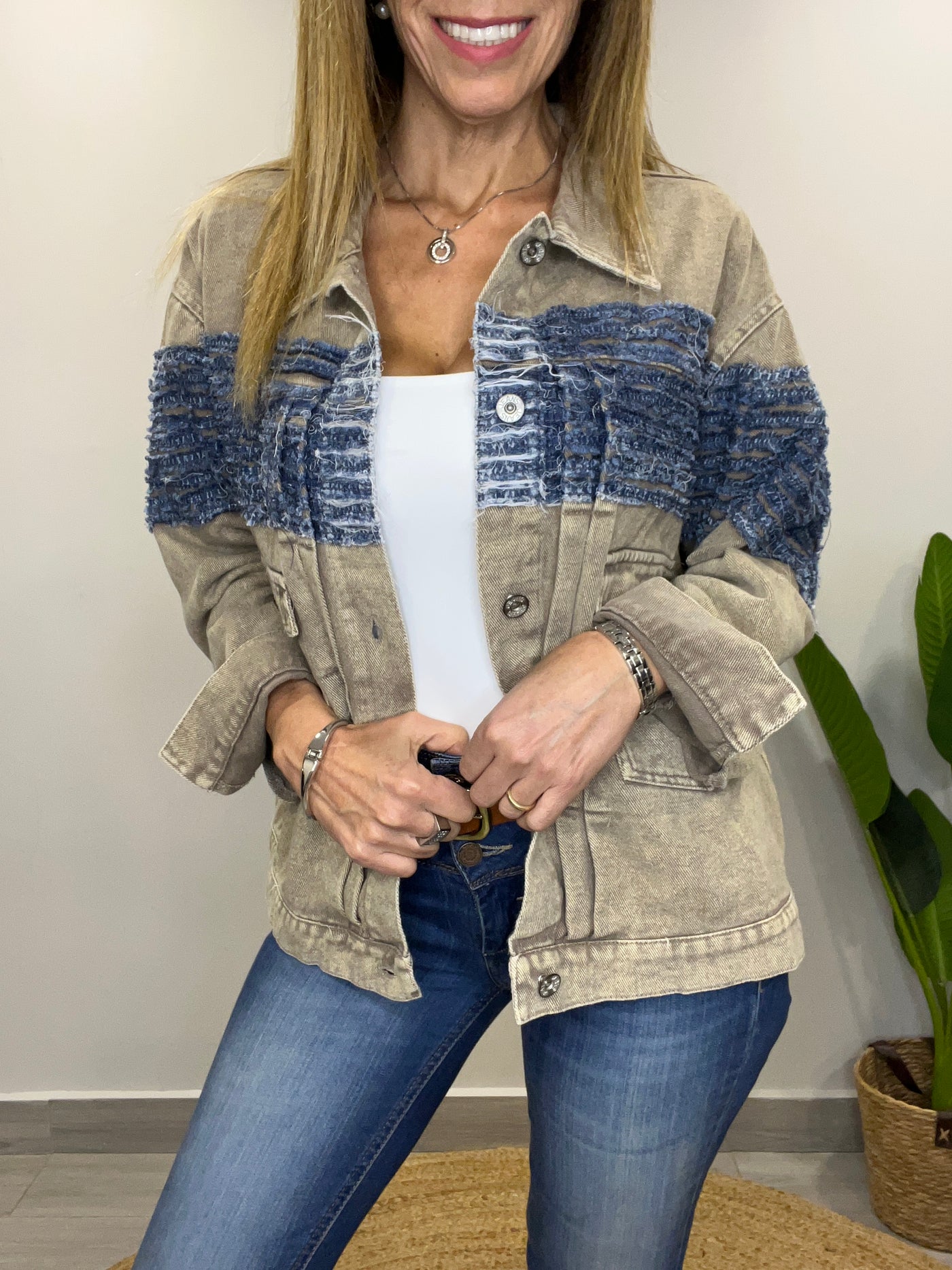 Chaqueta mezclilla Festi Beige