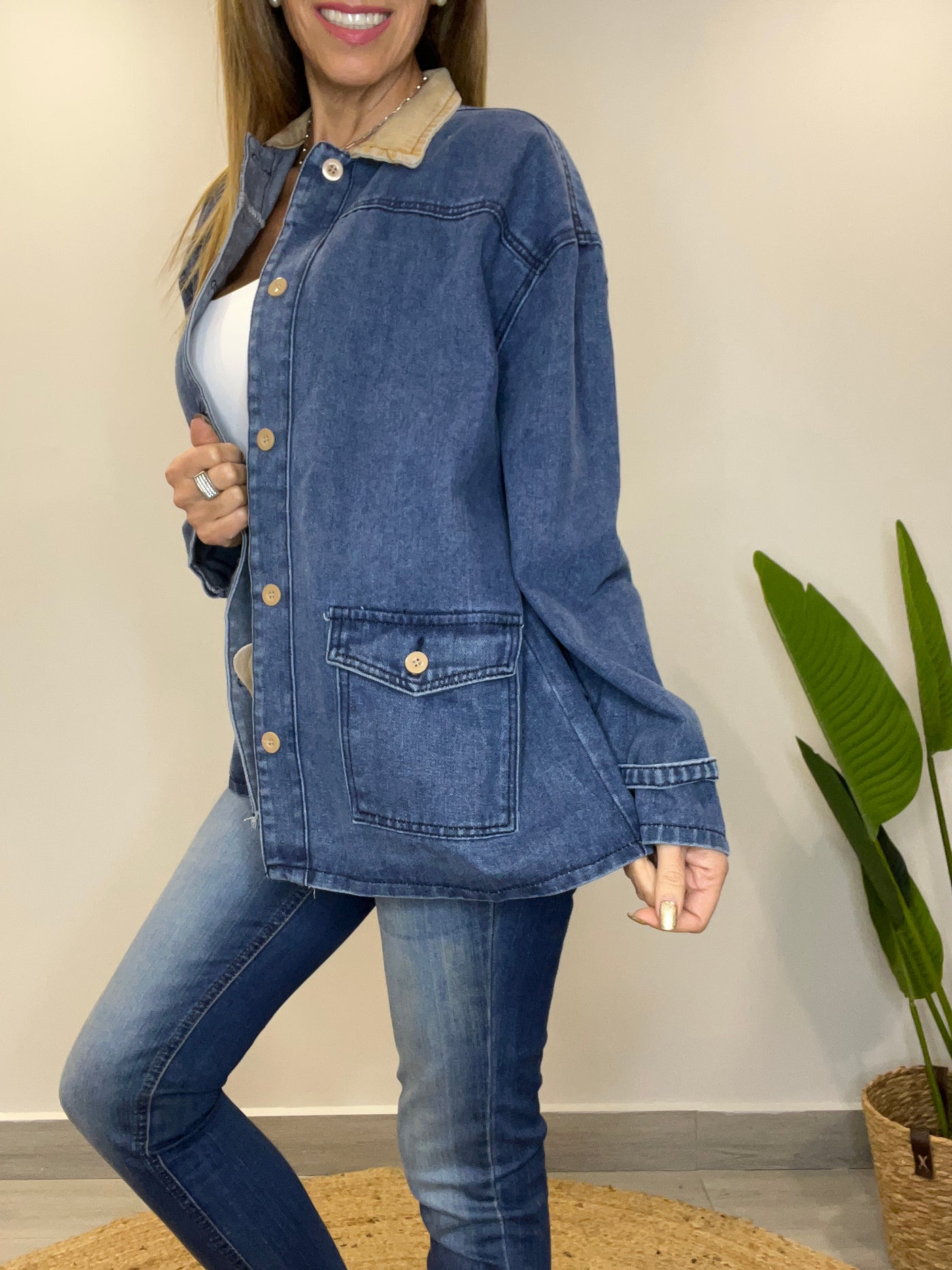 Chaqueta mezclilla Oxford Azul