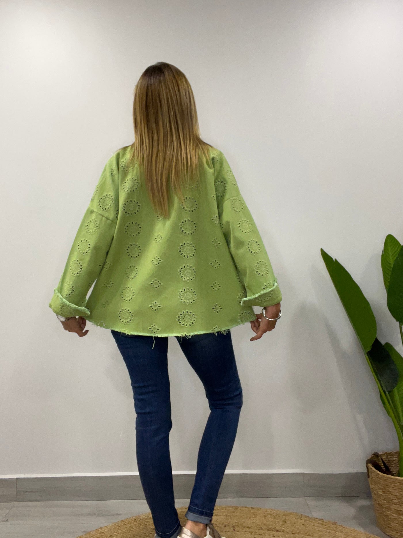 Chaqueta mezclilla Broderie Blondi verde