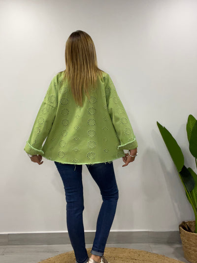 Chaqueta mezclilla Broderie Blondi verde
