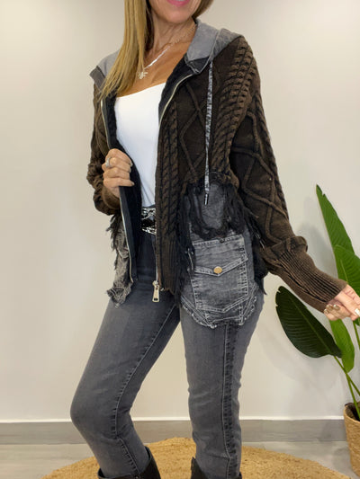 Chaqueta mezclilla Tejida Andy Café