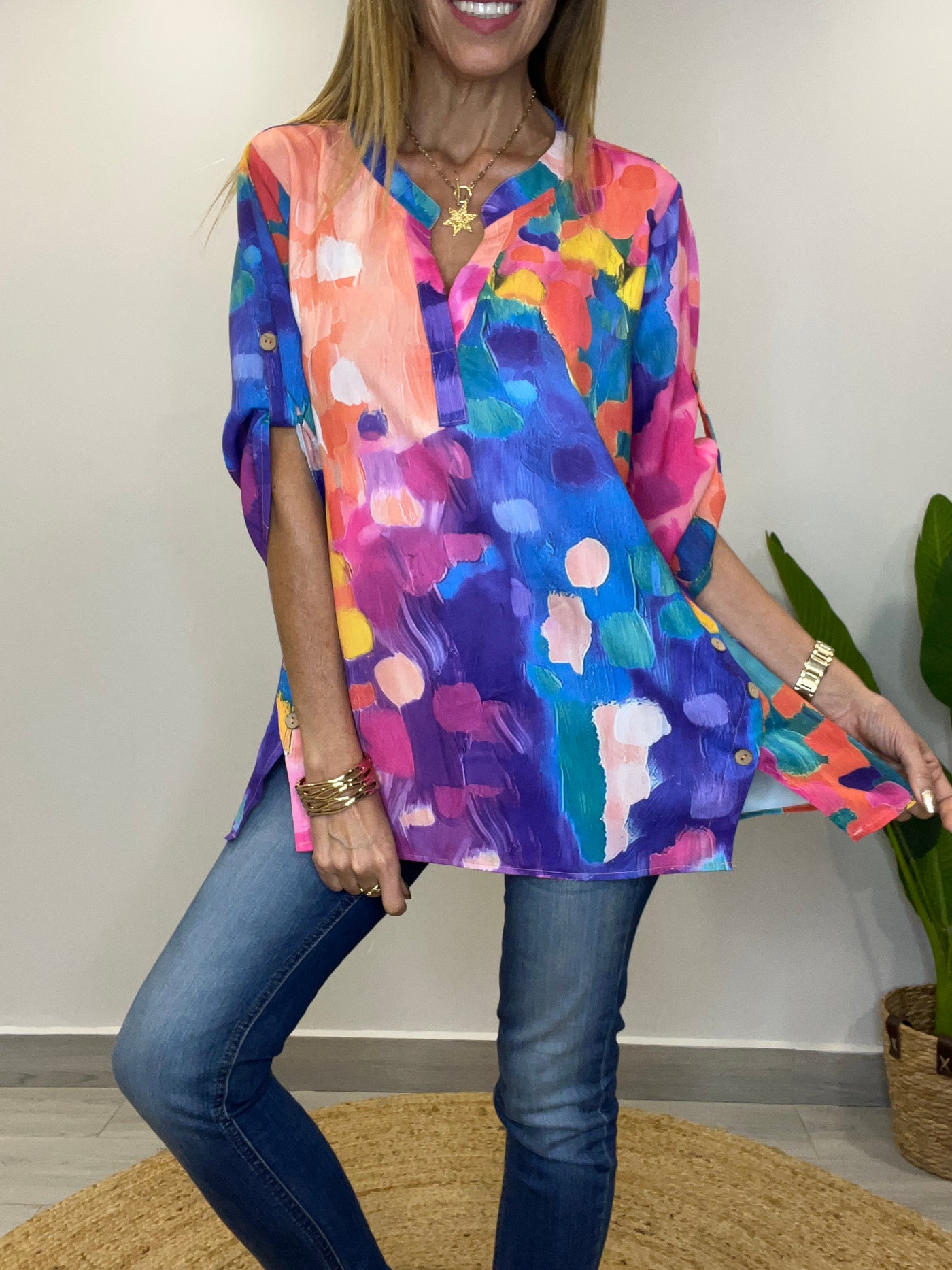 Blusa colores Damasco/Azul