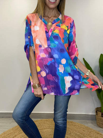 Blusa colores Damasco/Azul