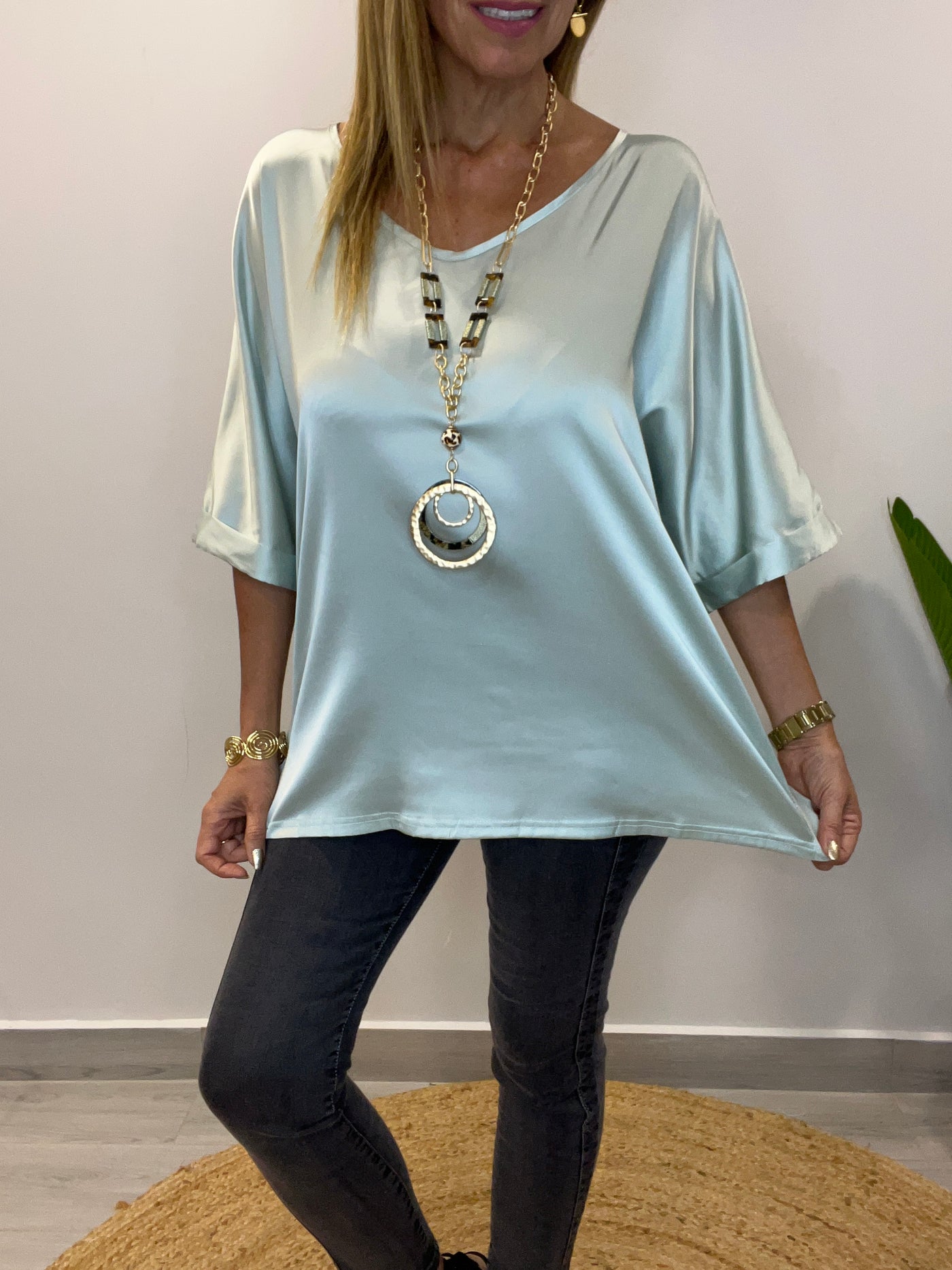 Blusa Visco/Algodón Paty Menta