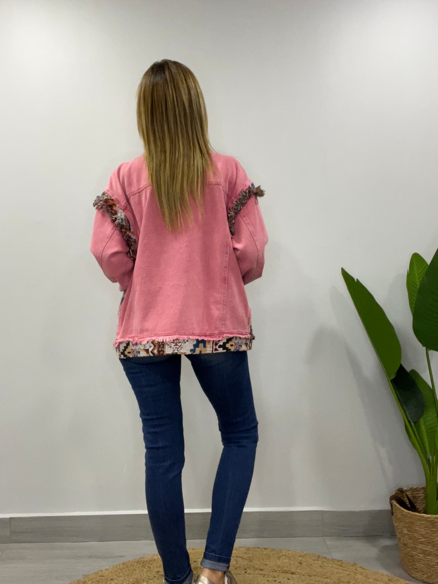 Chaqueta mezclilla Malú Fresa