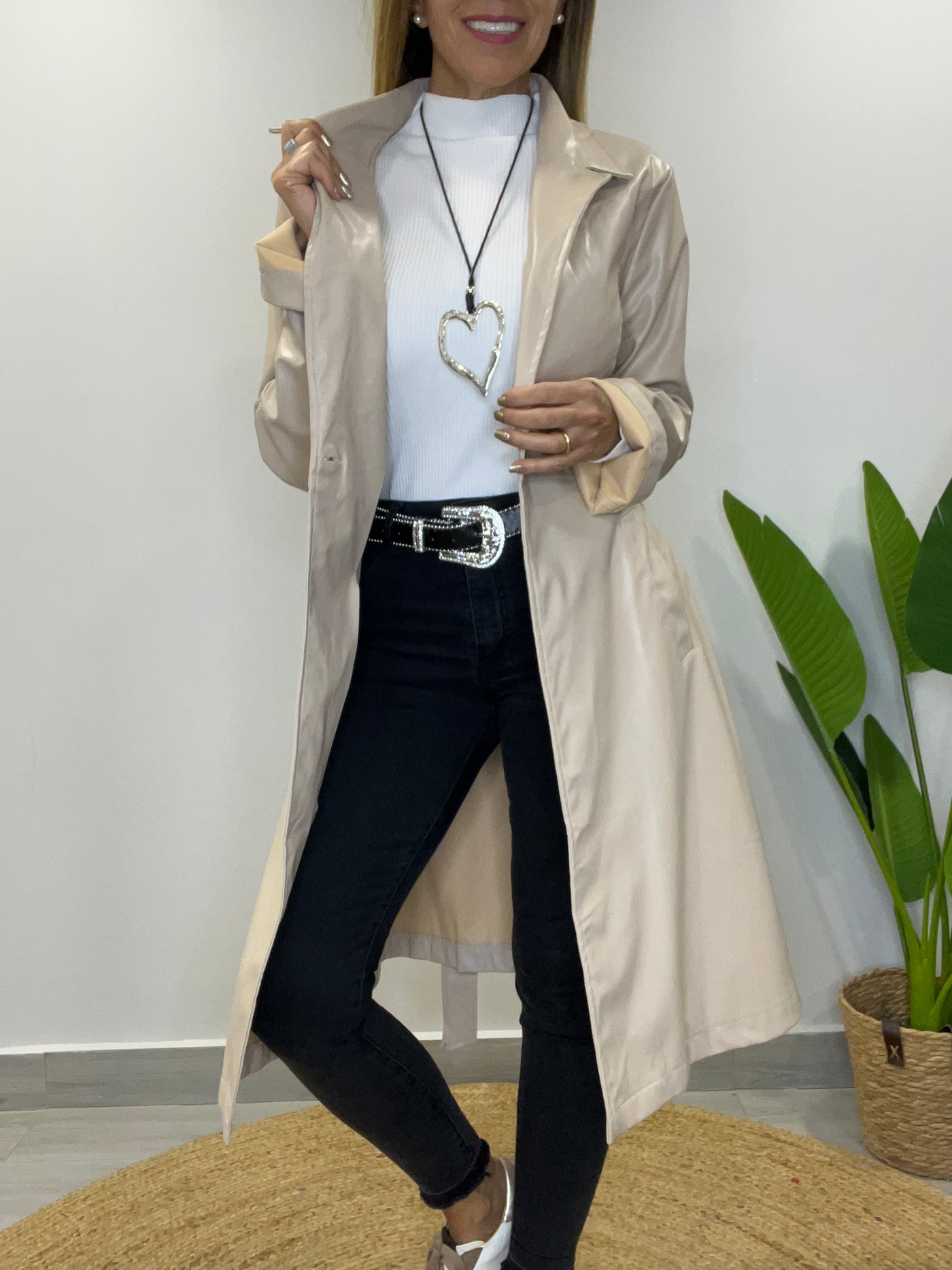Trench Ecocuero Party Beige