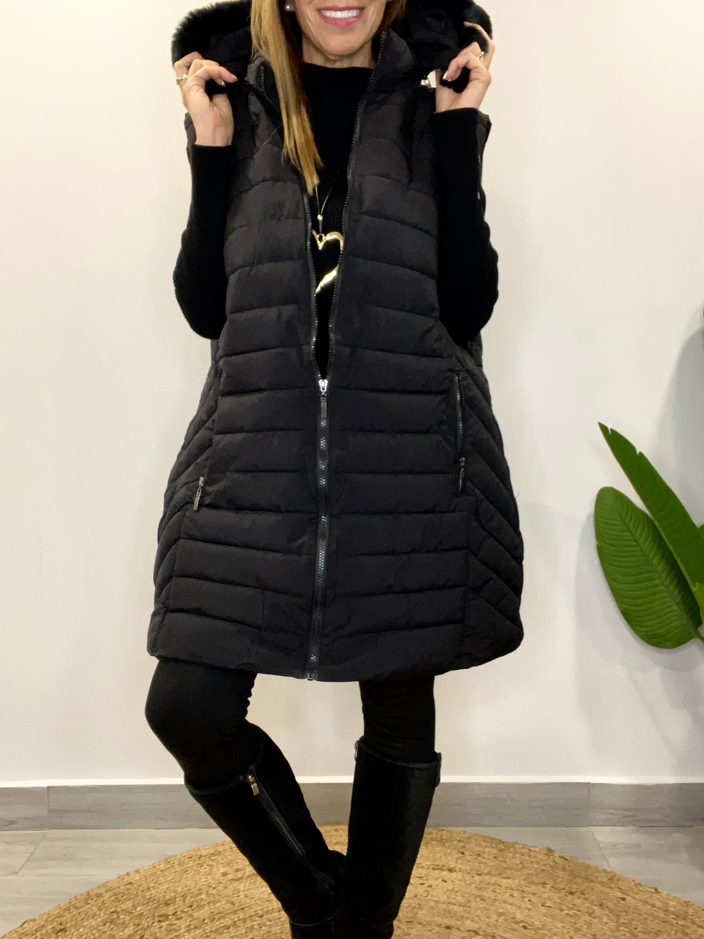 Maxi Parka Gorro desmontable Rusia Negra