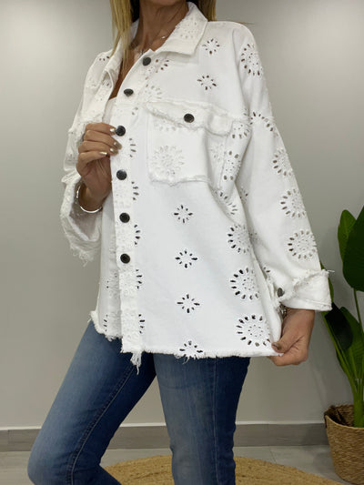 Chaqueta mezclilla Broderie Blondi Blanco