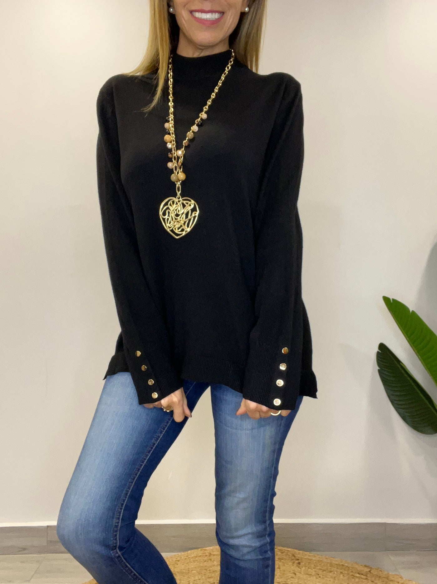 Sweater cuello medio Amalfi Negro