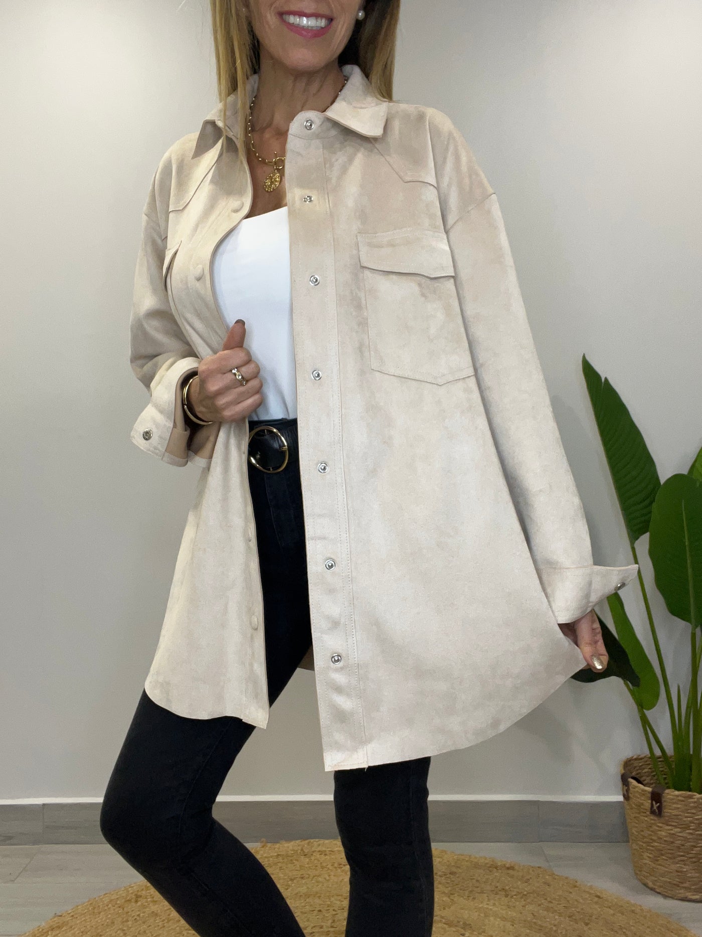 Sobrecamisa Gamuza Córdoba Crudo (Oversize)