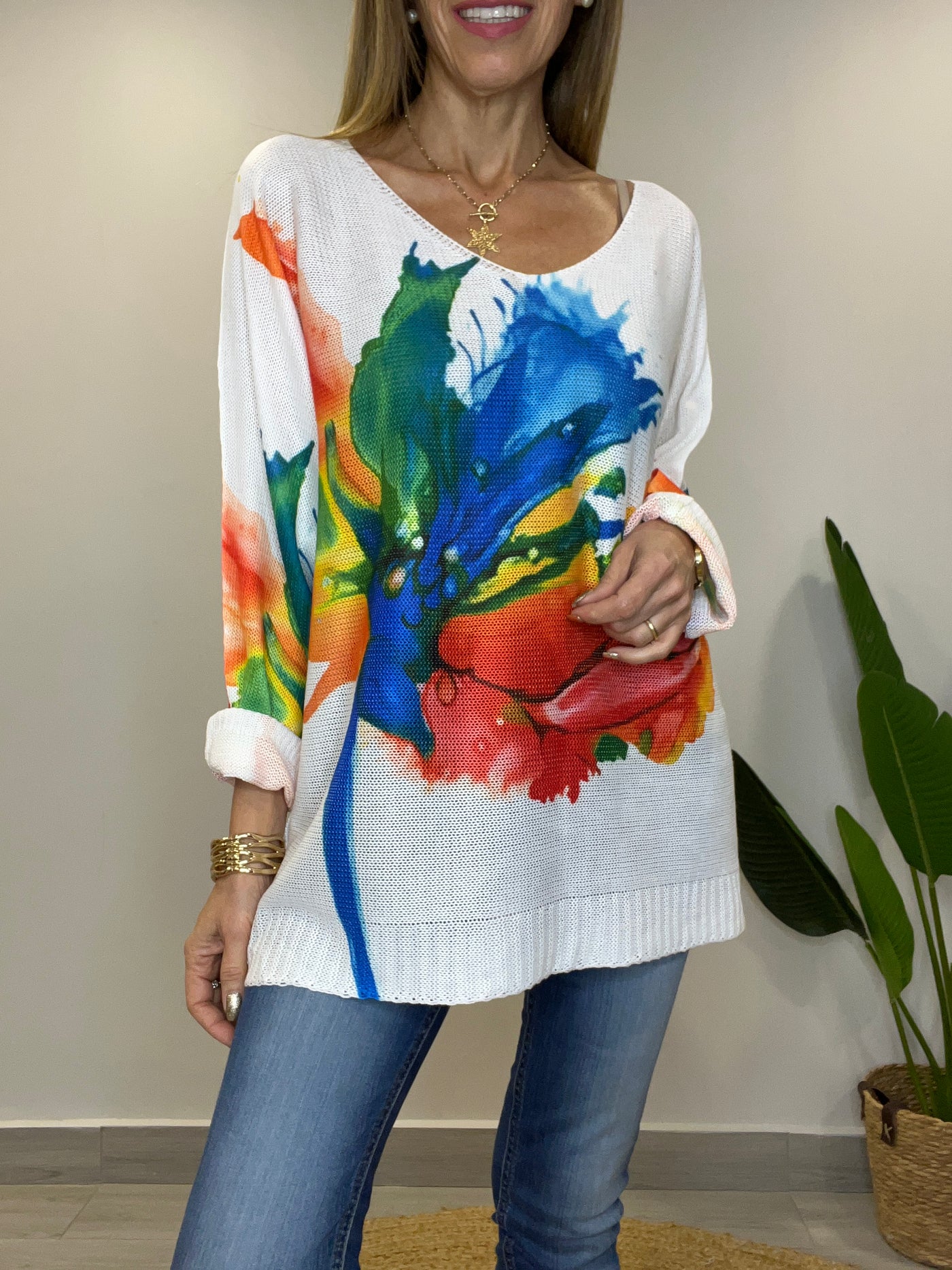 Sweater Hilo splash Azul
