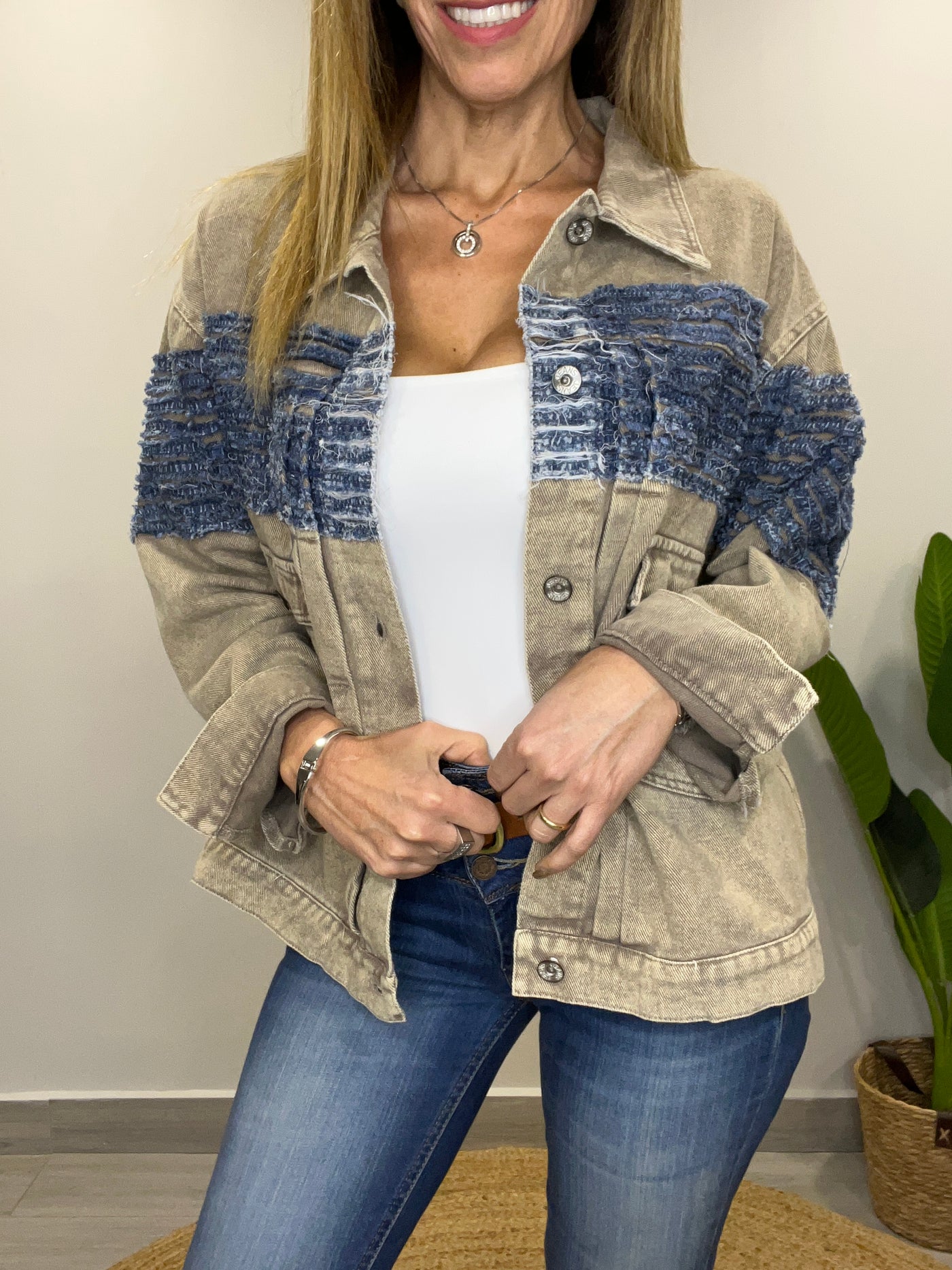 Chaqueta mezclilla Festi Beige