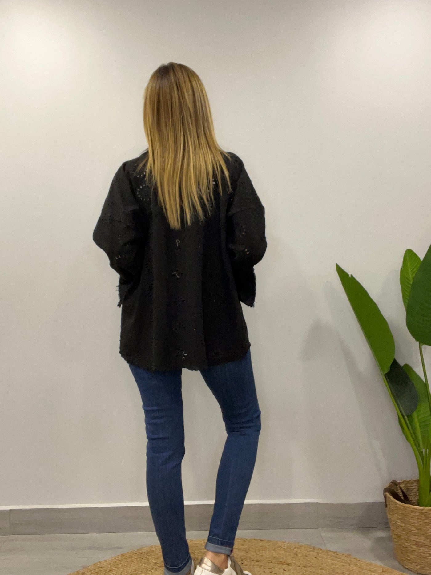 Chaqueta mezclilla Broderie Blondi Negra