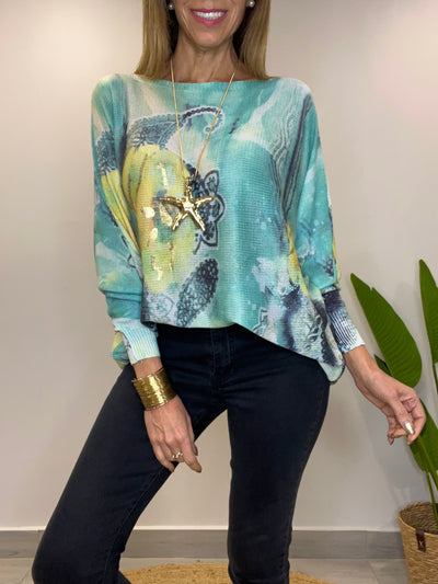 Sweater Hilo Nautilus Turqueza