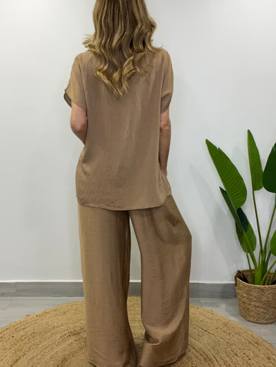 Conjunto Tahiti Camel liso (2 piezas)