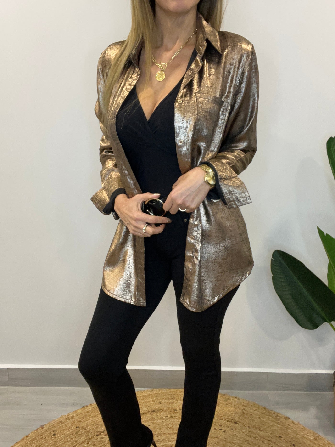 Camisa Metalizada Bronce