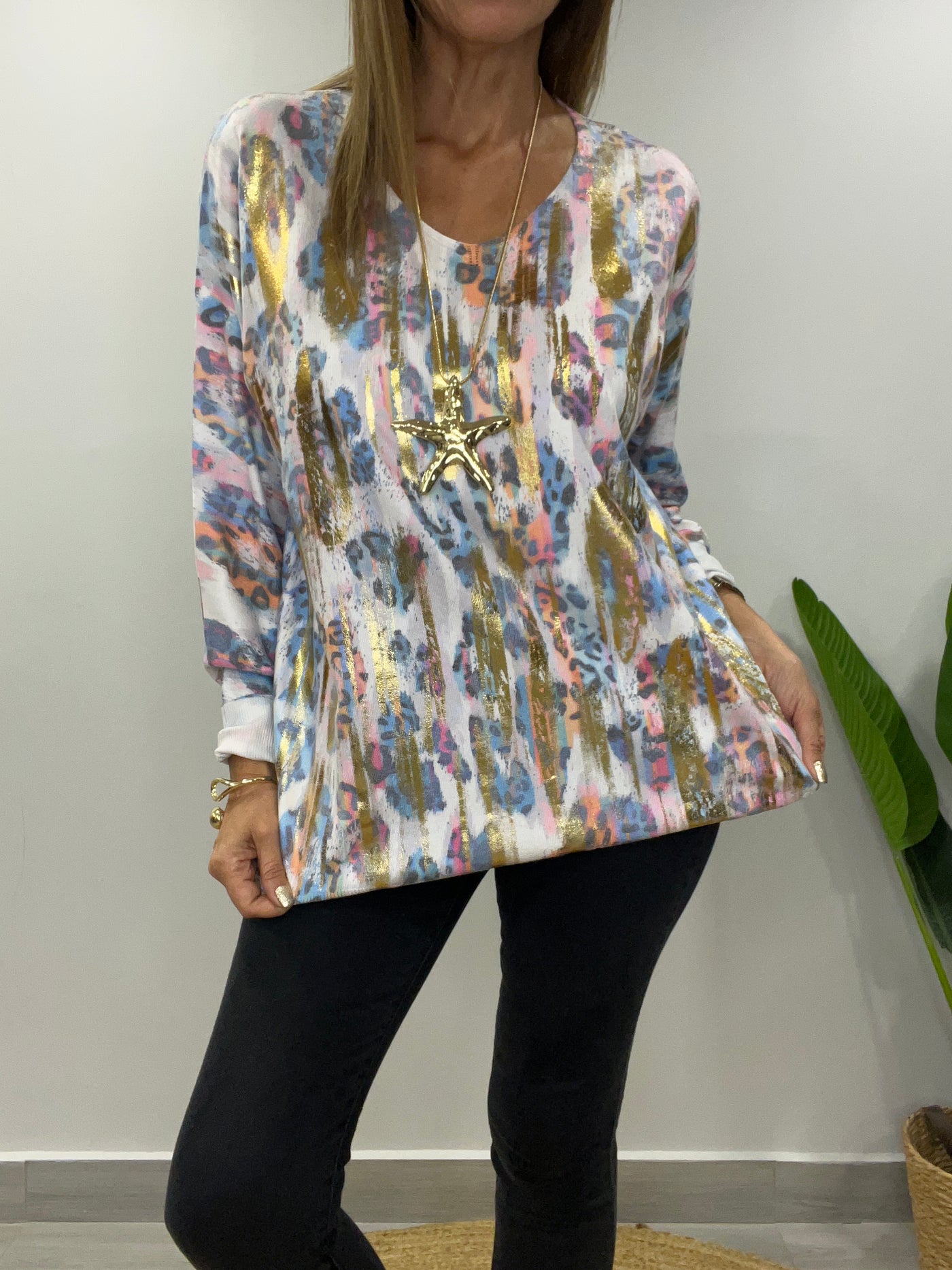 Sweater metalizado sky