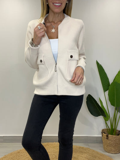 Chaqueta/polerón cuello desmontable Monti Crema