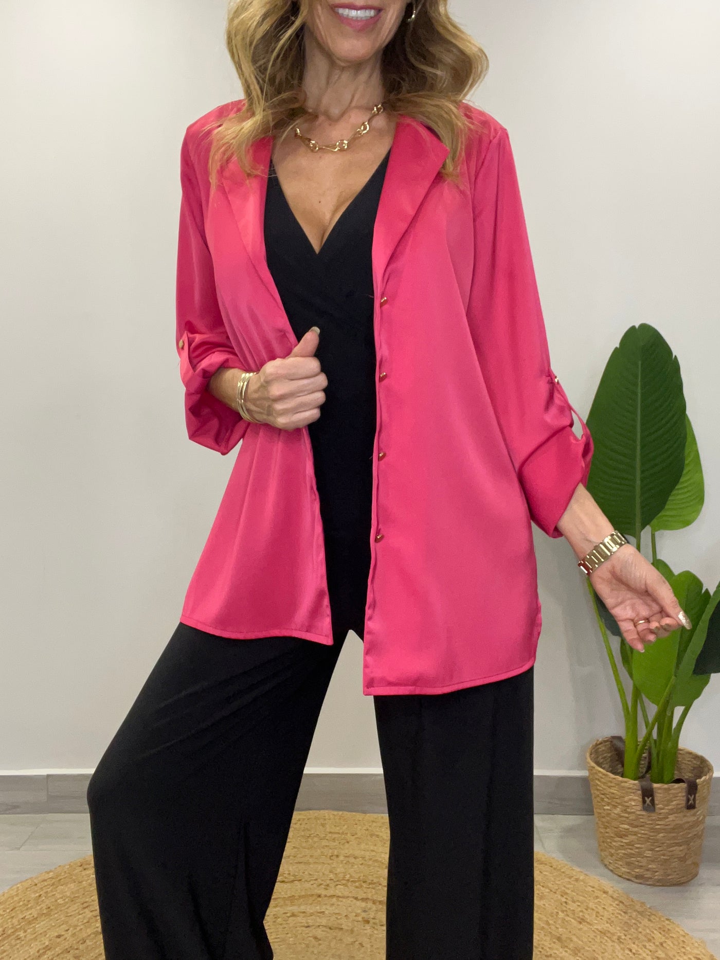 Blazer satin ritual Fucsia