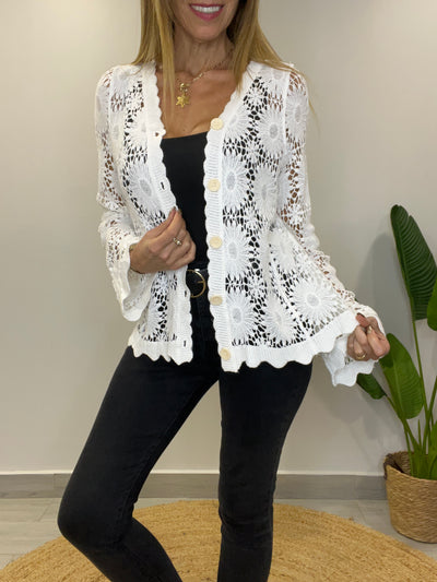 Chaleco Macramé Romántico Blanco