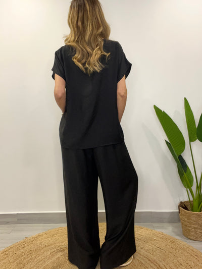Conjunto Tahiti negro liso (2 piezas)