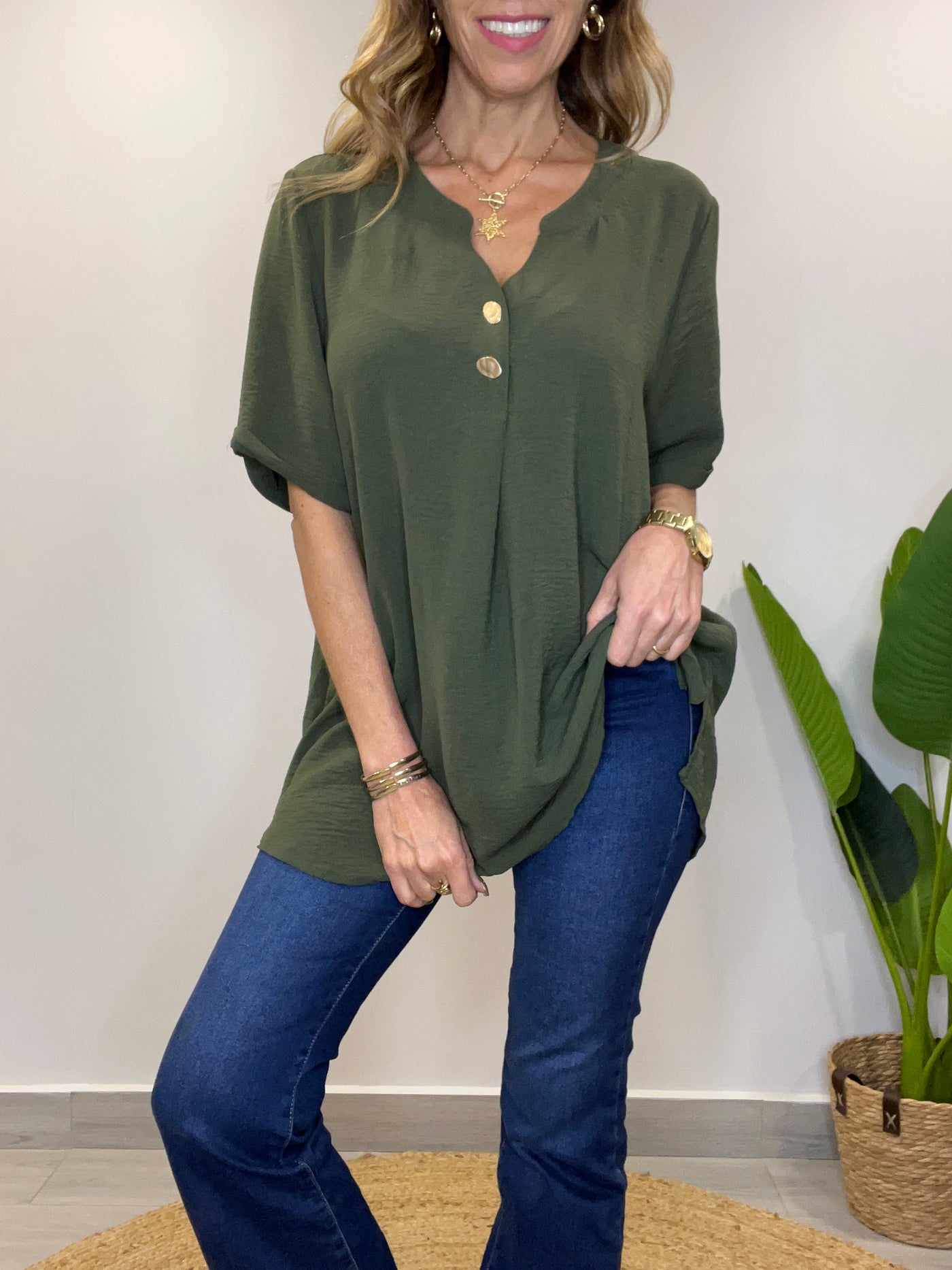 Blusa Crep imperial Musgo