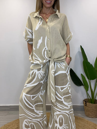 Conjunto Lino Italiano Nassau Beige