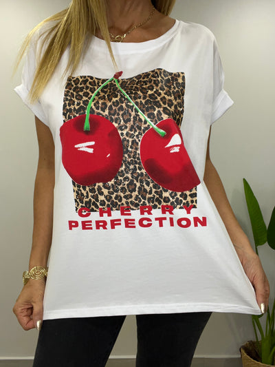 Polera Cherry Blanca
