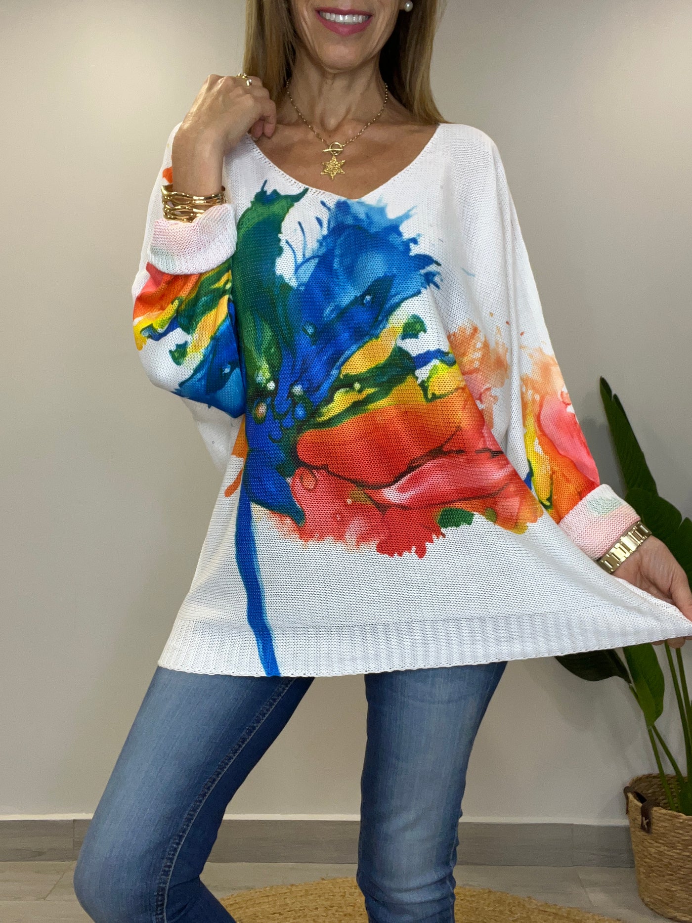Sweater Hilo splash Azul