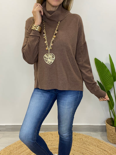 Sweater cuello Melany café