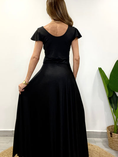 Vestido Lycra/Dupont Romántico Negro