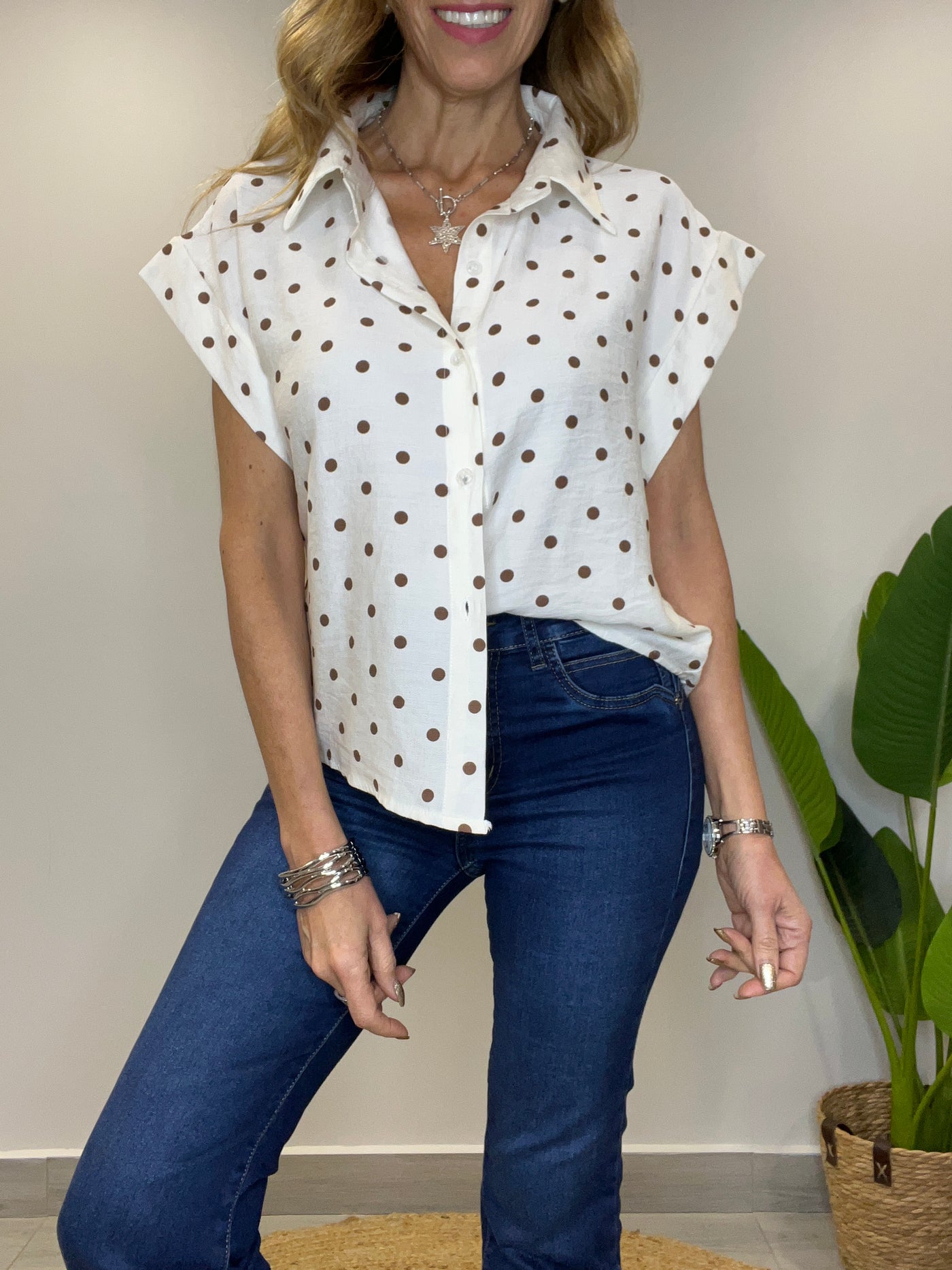 Blusa Lunares Café