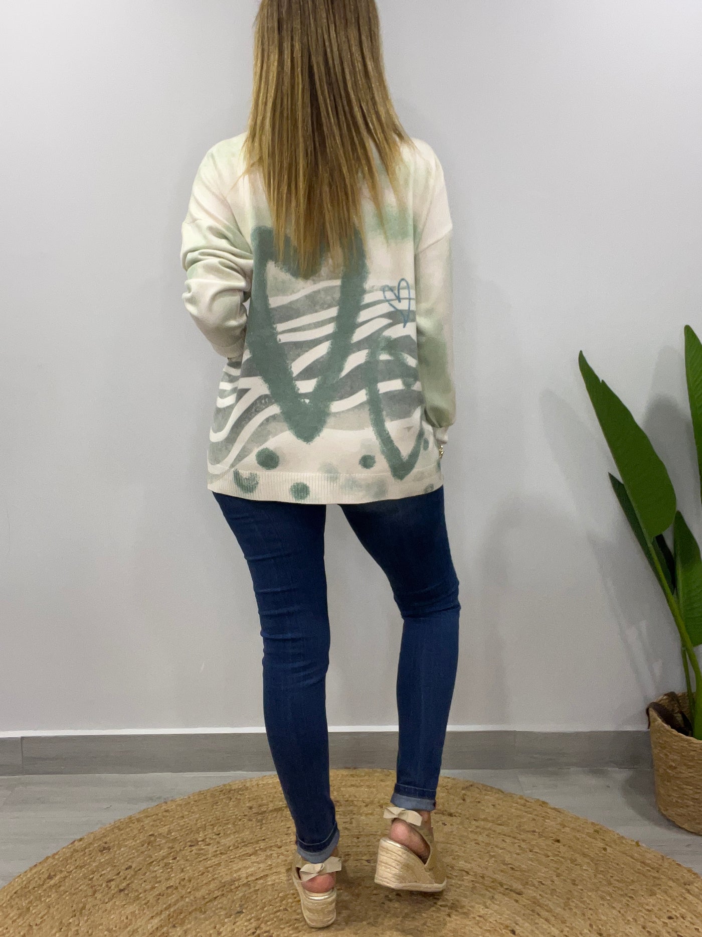 Sweater Italiano corazón verde