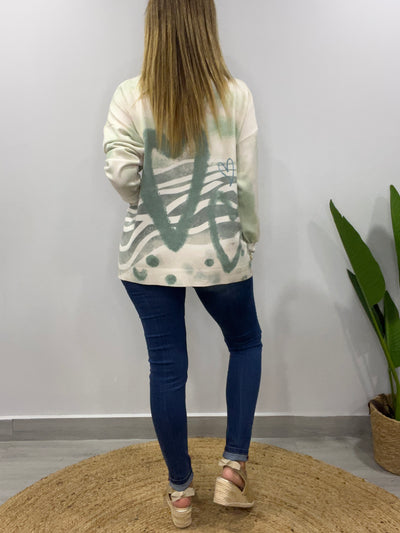 Sweater Italiano corazón verde