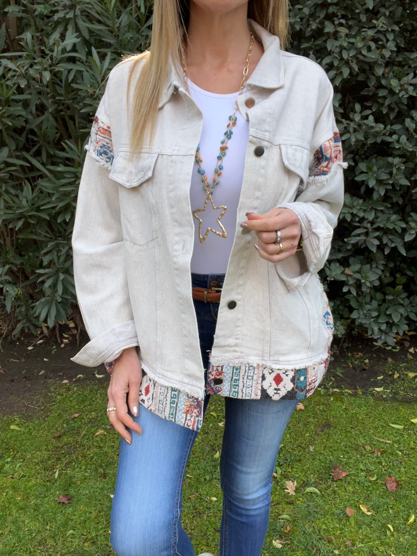 Chaqueta mezclilla Bohemia Tiza