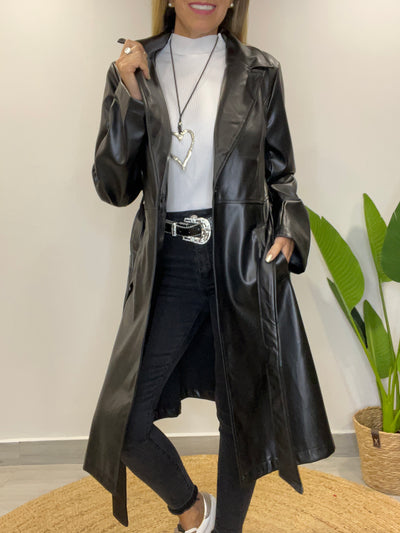 Trench Ecocuero Party Negro