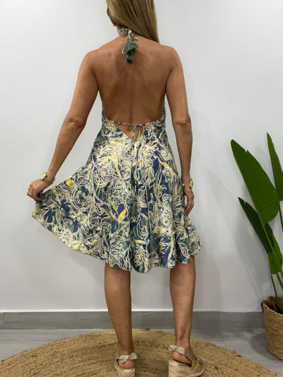 Vestido Seda India Bombay corto multi